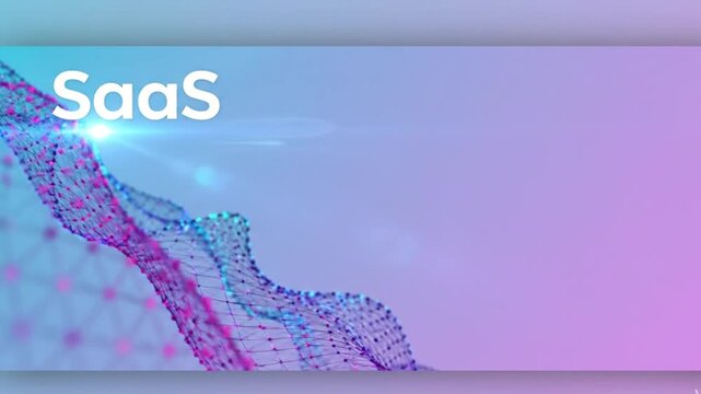 Soft SaaS banner with abstract digital mesh motion clean modern tech background