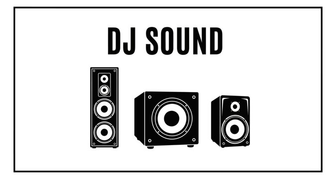 DJ sound system speakers with subwoofer and tower speaker on white background