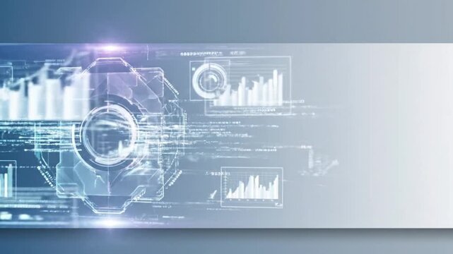 Soft SaaS banner with digital hologram motion clean modern tech background