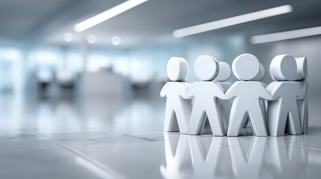 Abstract representation of teamwork and collaboration in a modern office environment.