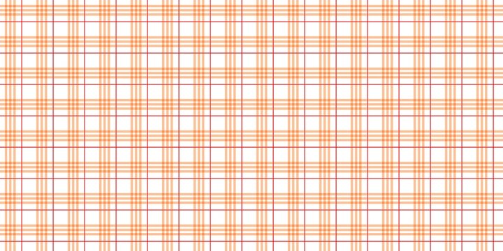 ​Seamless orange and red plaid pattern on white background. Classic checkered geometric texture for textile, fabric, wrapping paper, and digital wallpaper design. Clean minimalist tartan style.
