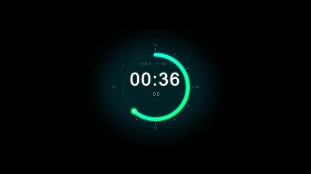Green circular countdown timer animation on dark background