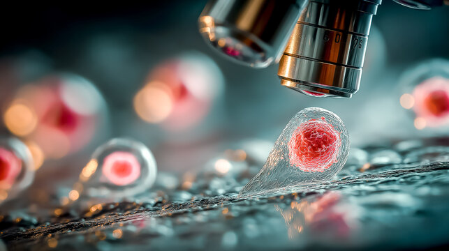 microscope slide with cells under magnification