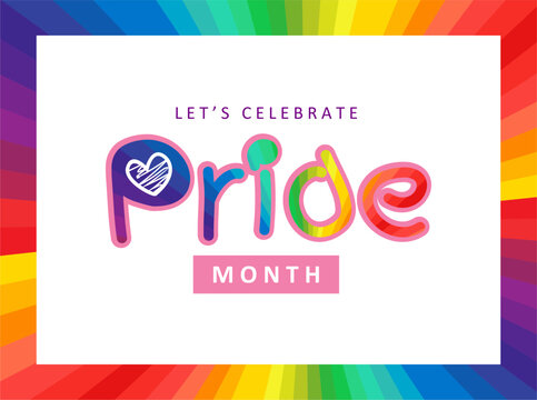 Modern Pride Month Celebration Banner with Colorful Rays and Playful Typography. Perfect for social media campaigns, events, greeting, prints, and LGBTQ celebration visuals.
