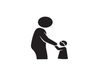 Fototapeta premium caregiver helping an elderly person with a cane vector illustration