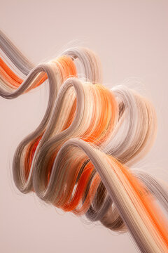 3D fiber wave flow with looping strand texture in beige