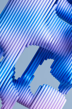 3D tube frame angle with blue lilac gradient and depth