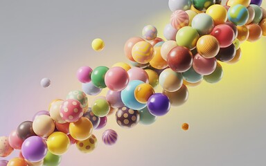 Fototapeta premium Vibrant multicolored 3 d rendered spheres floating in bright gradient space multicolored spheres des