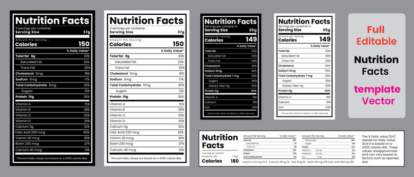 supplement facts,nutrition label,nutrition facts,vitamin facts,banana nutrition label,nutrition fact template canada supplement facts template for food content, packaging design