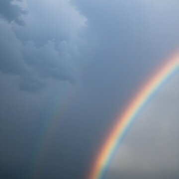 A rainbow appearing against a cloudy sky reflection peaceful nature dreamy sky