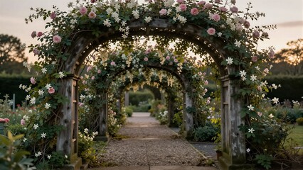 Fototapeta premium Tranquil Passage: Natural Archway Entrance for Wellness and Design