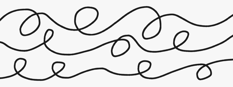 Cable thin squiggle with line doodle black and background ornament spiral. Circle curve border with thick wavy random and graphic simple print. Freehand chaos cable with drawing curvy line.
