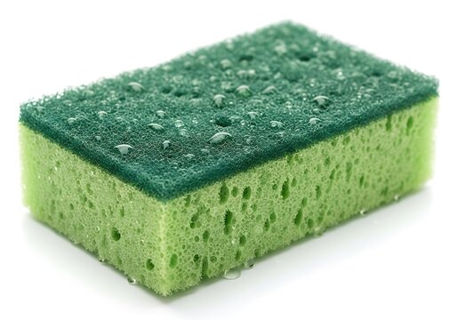 A green sponge with a rough texture