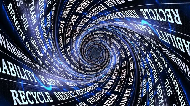 REDUCE WASTE Keywords on the Tunnel Walls, Animation, Background, Loop

