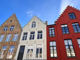 Fototapeta premium Traditional medieval stepped gable houses in Bruges, Belgium