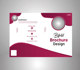 Naklejka premium Bifold Brochure Template, Corporate Flyer Design, Modern Business Card Layout, Red White Vector