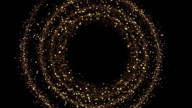 Shimmering golden particle waves intricate abstract form flowing motion glowing energy, producing rich elegant festive visual for festival overlays, wedding videos, invitations, and cinematic graphics