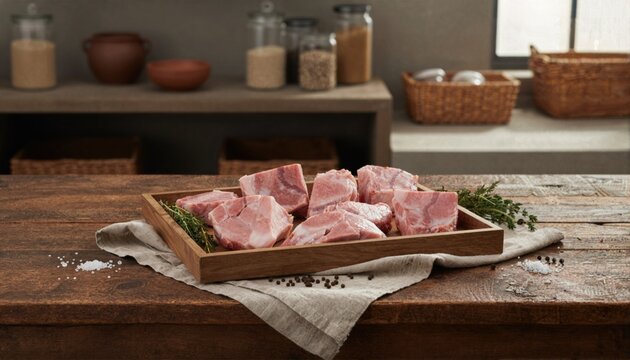 Artisanal beef marrow bones with fresh herbs and spices