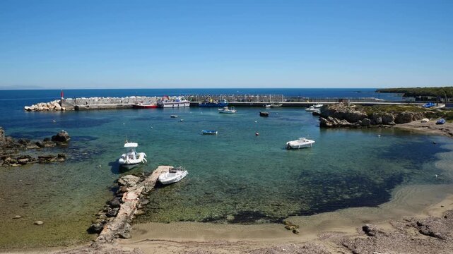 Beach next to the tiny port of the island of Tabarca, Spain, in slow motion x0,5