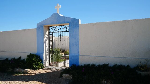 Entrance to the Tabarca island cemetery. Smallest inhabited island in the spanish Mediterranean sea.