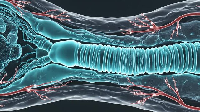 Reduced inflammation in tendon tissue, where bright cytokine signals fade gradually after medication takes effect. Extracellular matrix components regain uniform glow