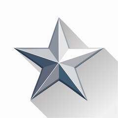 Fototapeta premium Silver Star Icon with Long Shadow