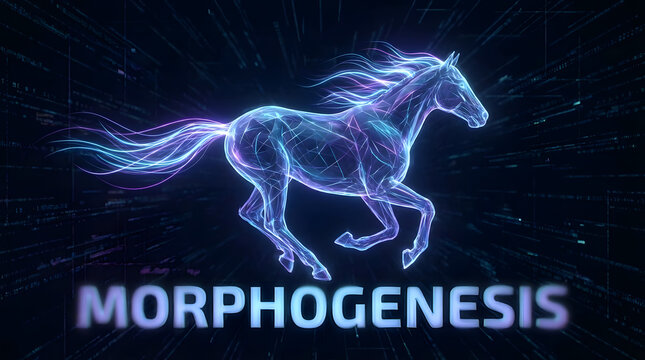 Digital Morphogenesis A Futuristic Horse Illustration Representing Transformation and Innovation