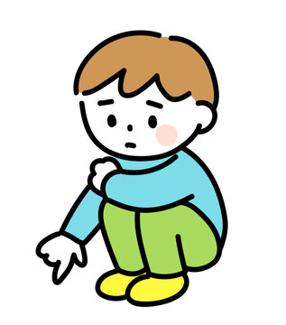 いじける男の子