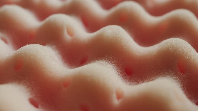 Close up of perforated memory foam texture with soft rounded shapes and breathable structure, concept of comfort, support and modern material design. High quality 4k footage