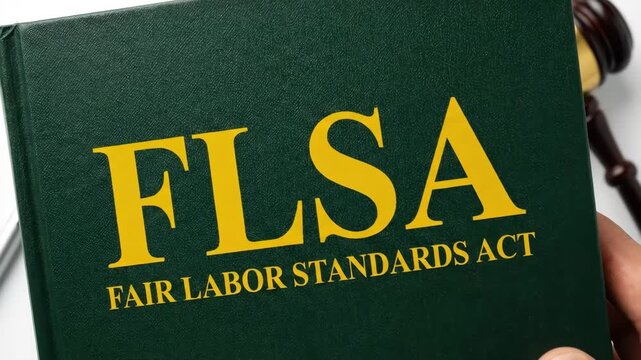 Fair labor standards act flsa labor law employment wage overtime compliance regulation workplace legal concept gavel. Employee labor law compliance justice, rights, fairness, ethics, regulation