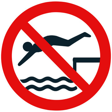 No swimming sign with red circle and black silhouette 1