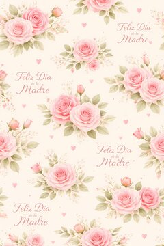 feliz dia de la madre pink roses background
