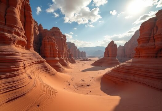 Wind-Carved Yardang Structures: Intricate Designs of Eroded Sandstone in Arid Environments