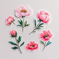Fototapeta premium Sticker Design of Pink Peony Flower