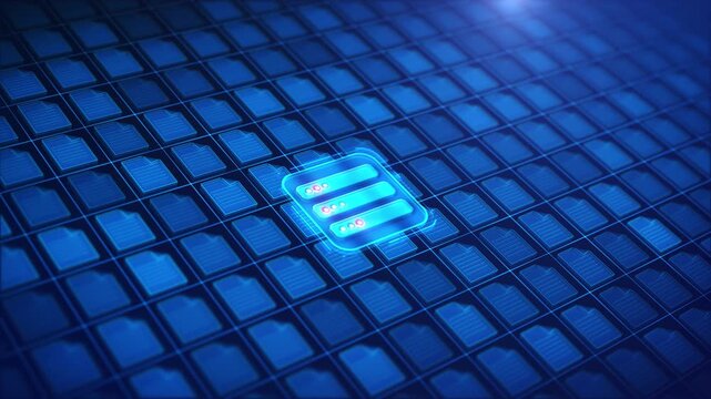 Human Hand click on Digital Server Database Icon Grid File Storage hosting. server rack network file cloud storage, database management, hosting technology, network infrastructure data center