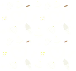 Fototapeta premium Winter Cozy Seamless Pattern with Knit Hat Coffee Sun and Heart