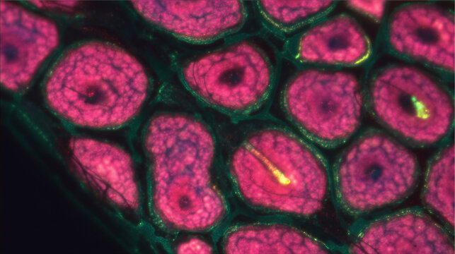 Thin brain tissue section mounted on nanofabricated silicon electrode grid under fluorescence microscope, multielectrode array cortical slice electrophysiology ex vivo brain recording neurotechnolog