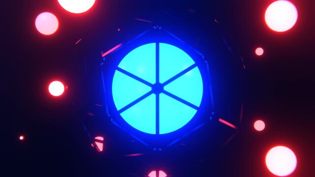 Deep Blue and Red Bright Flaming Plasma Ball in a Spherical Frame Background VJ Loop in 4K