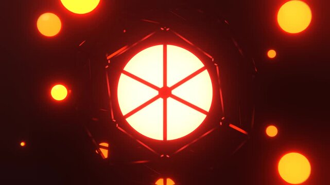 Red and Orange Bright Flaming Plasma Ball in a Spherical Frame Background VJ Loop in 4K