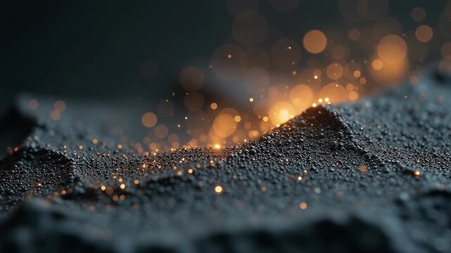 Glowing Particles Dance Over a Dark Surface