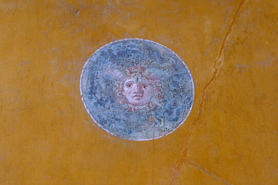 "Tondo with Face of Dionysus in the House of the Vettii, Pompeii"