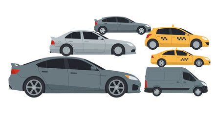 Obraz premium Various stylized vehicles isolated on white background for design projects