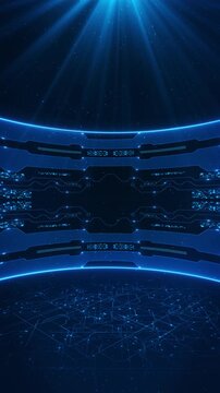 3D Digital Cyberspace Digital Sci-Fi Deep cyber visual stage waves technology cyber lines tech HUD hologram grid podium. Product ceremony party performance. science frame, platform news studio 3D 4K