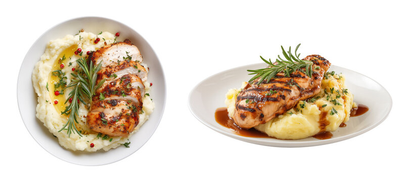Chicken steak with mashed potatoes