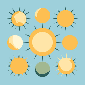 Padr&atilde;o de Ilustra&ccedil;&atilde;o Abstrata de Sol e Planetas Representando o Sistema Solar e Elementos Celestiais