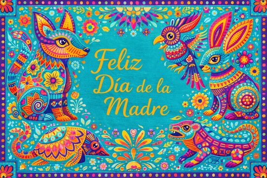 feliz dia de la madre colorful paisley pattern