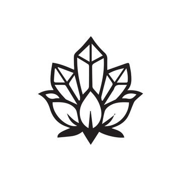 Elegant Abstract Crystal Lotus Flower Emblem Design Spiritual Healing Energy