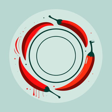 Dise&ntilde;o de marco circular de chiles picantes para temas de comida y especias