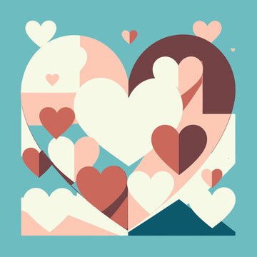 Patr&oacute;n de corazones abstractos entrelazados con paleta de colores suaves
