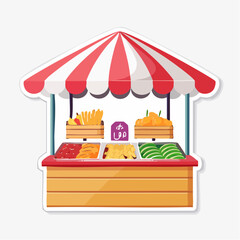 Obraz premium Illustration of a colorful fruit and vegetable stall